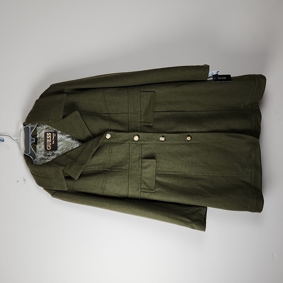 NWT, Guess Los Angeles Women's Long Wool Button up Coat - Picture 1 of 13